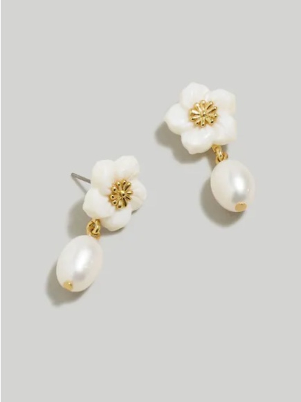 Madewell Mother-Of-Pearl Flower Statement Drop Earrings